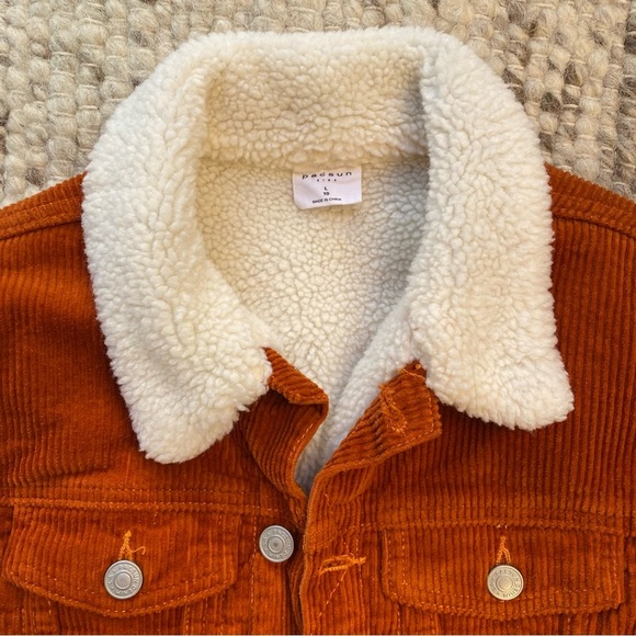 PS Kids Los Angeles Sherpa Lined Corduroy Jacket, Rust Orange, Boys’ L (10–12) - Picture 3 of 7